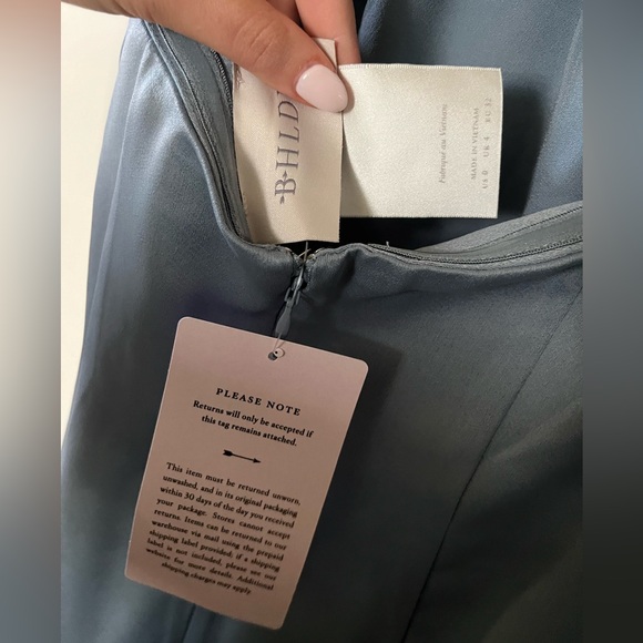 COPY - BHLDN Ruby Twist Halter Satin Gown: Dusty Blue, Size 0, NWT - Picture 5 of 5